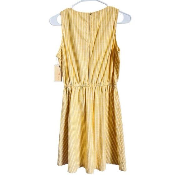 NWT Copper Key Dress Yellow White Striped Drawstring Waist Sleeveless Sundress - Picture 2 of 7